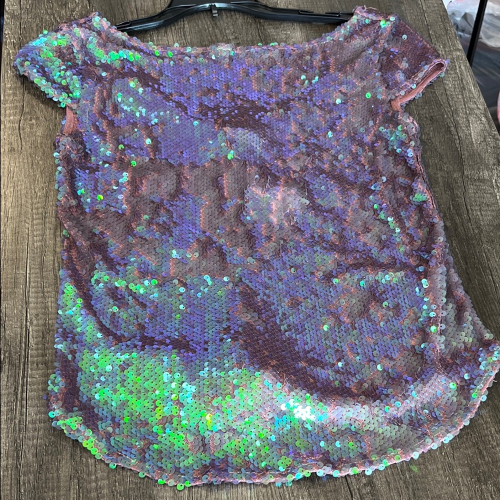Free People Iridescent Sequin Blouse - Purple and Green